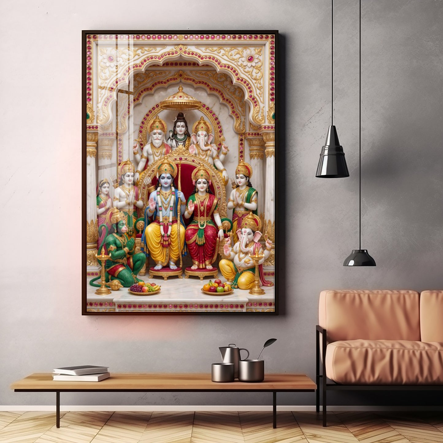 Divine Ram Darbar Premium Acrylic Vertical Wall Art