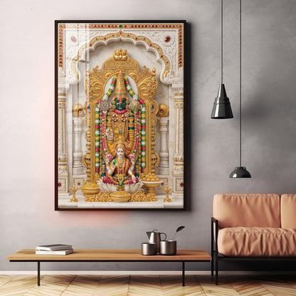 Divine Tirupati Balaji with Lakshmi Ji Premium Acrylic Vertical Wall Art