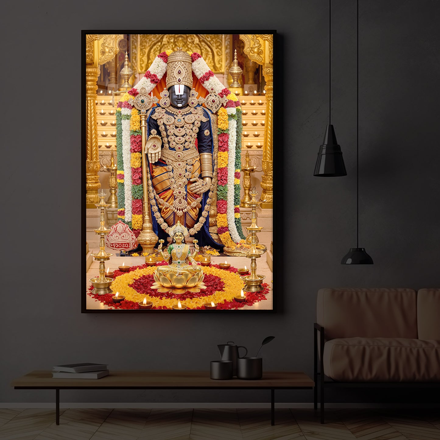 Tirupati Balaji Modern Luxury Backlight Vertical Wall Art