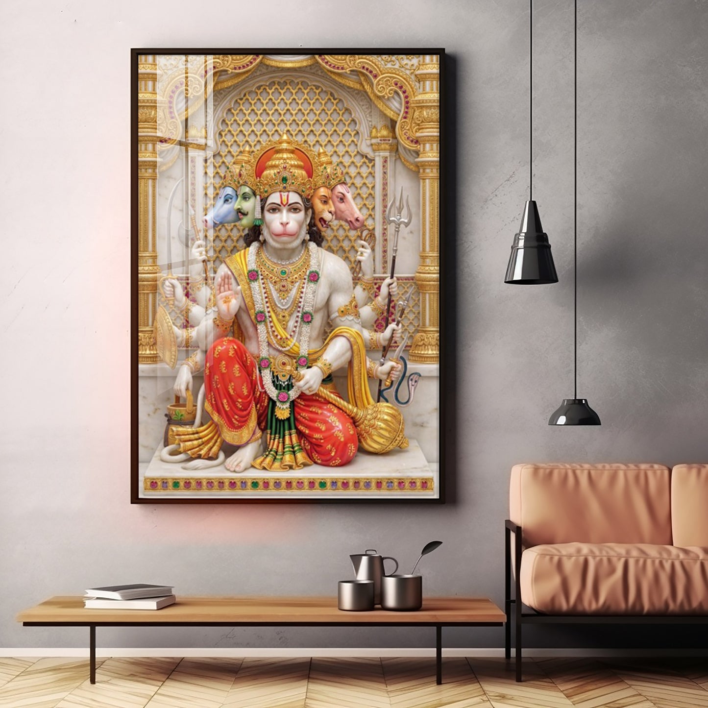 Eternal Blessings Of Bajarang Bali Premium Acrylic Vertical Wall Art