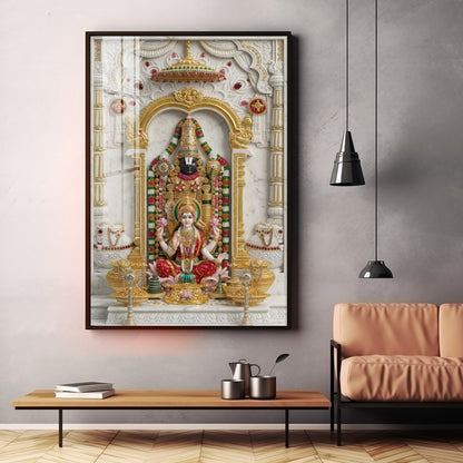 Goddess Lakshmi With Lord Venkateswara Premium Acrylic Vertical Wall Art