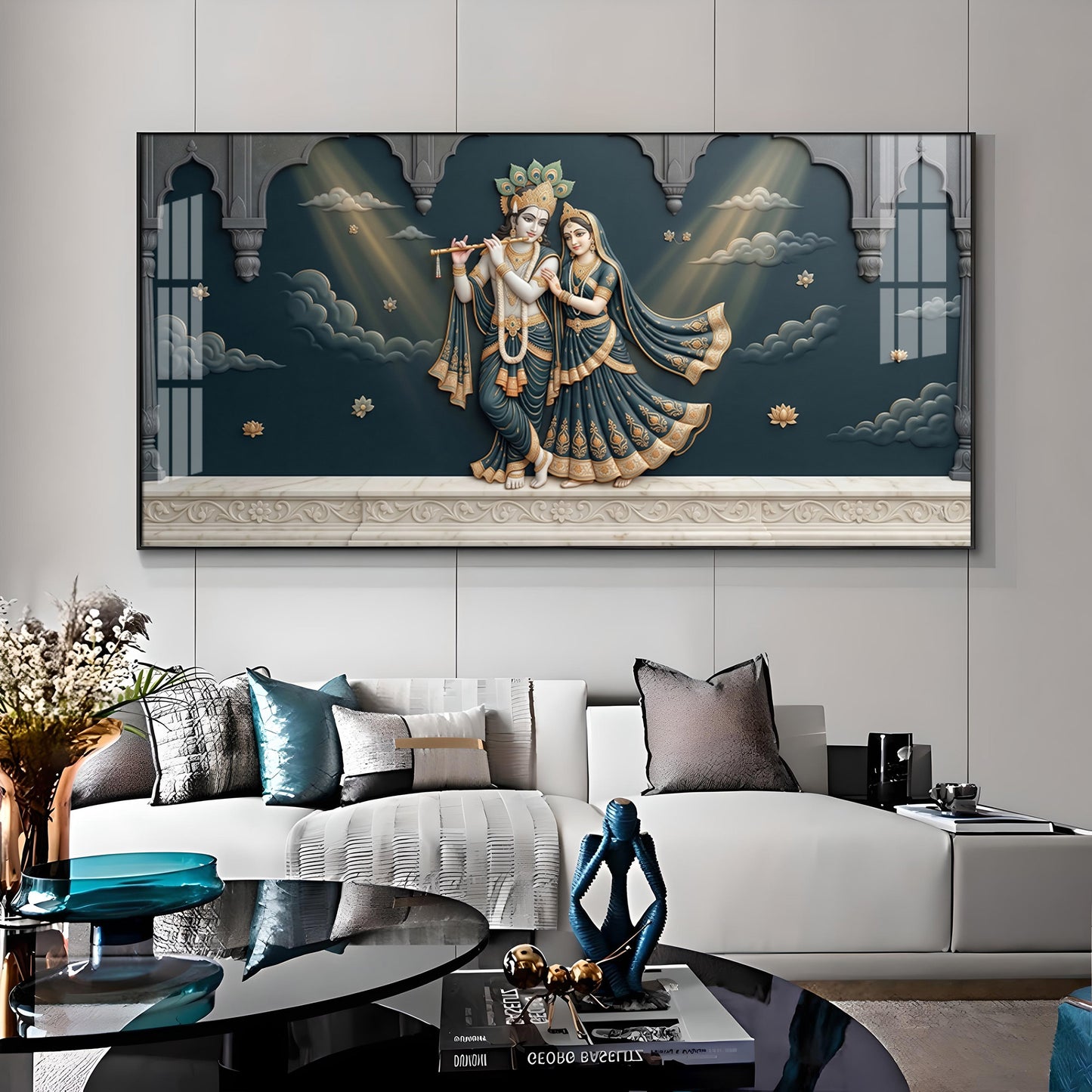 Lord Krishna & Radha Premium Acrylic Horizontal Wall Art