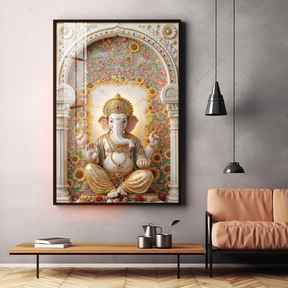 Hindu Bhagwan Ganesha Premium Acrylic Vertical Wall Art
