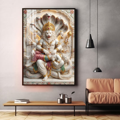 Divine Narasimha Premium Acrylic Vertical Wall Art