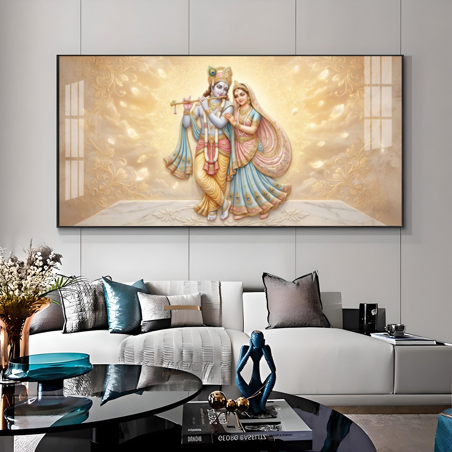 Divine Couple Radha Krishna Premium Acrylic Horizontal Wall Art