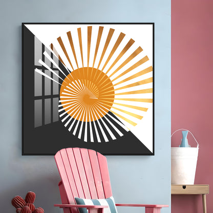 Golden Sunburst Premium Acrylic Square Wall Art
