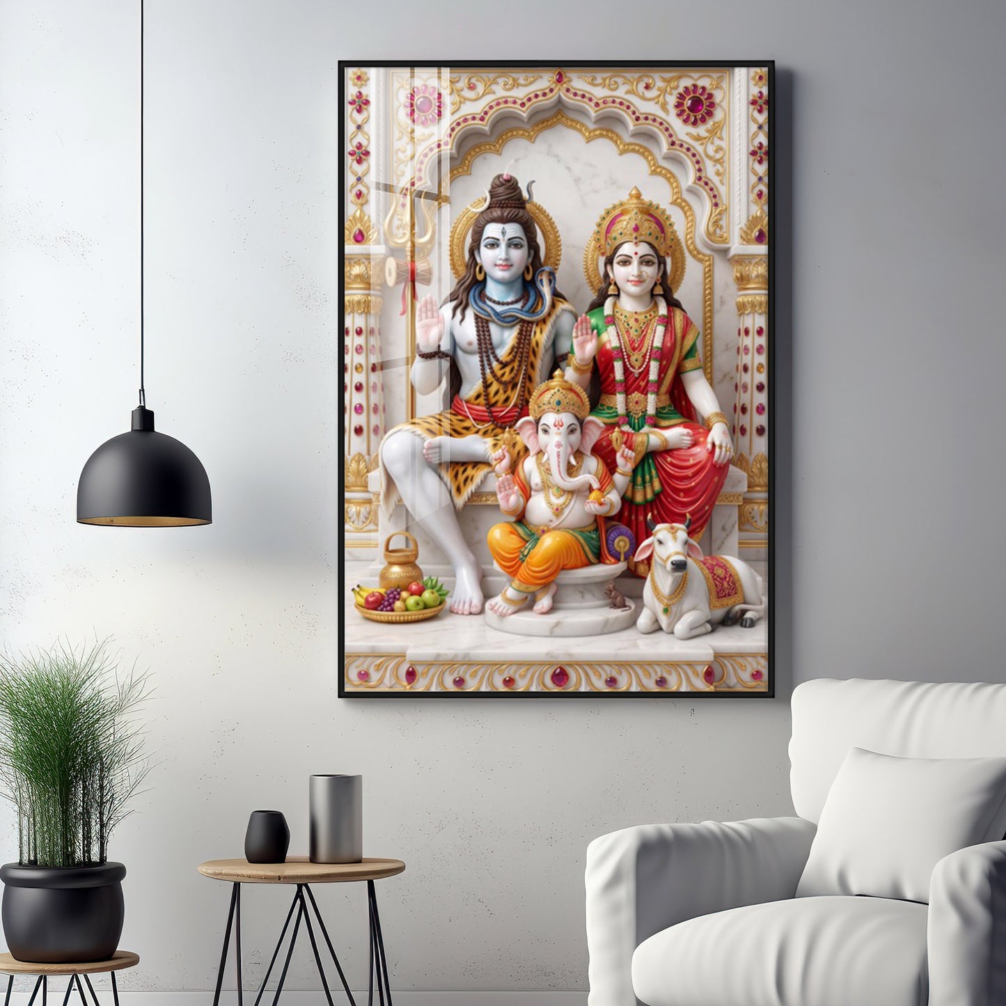 Lord Shiv Parvati Parivar Premium Acrylic Vertical Wall Art