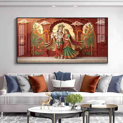 Radha Krishna Love Devotion Premium Acrylic Horizontal Wall Art