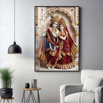 Divine Wisdom Of Radha Krishna Premium Acrylic Vertical Wall Art