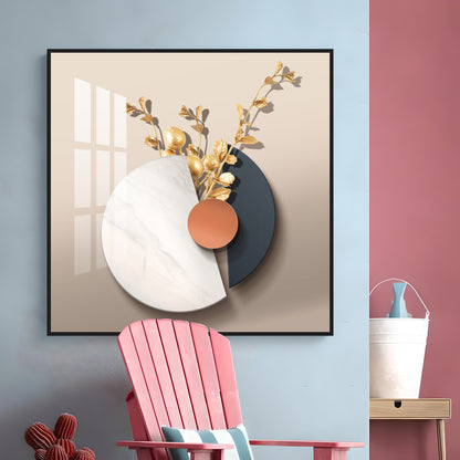 Gold-Toned Decorative Branches Premium Acrylic Square Wall Art