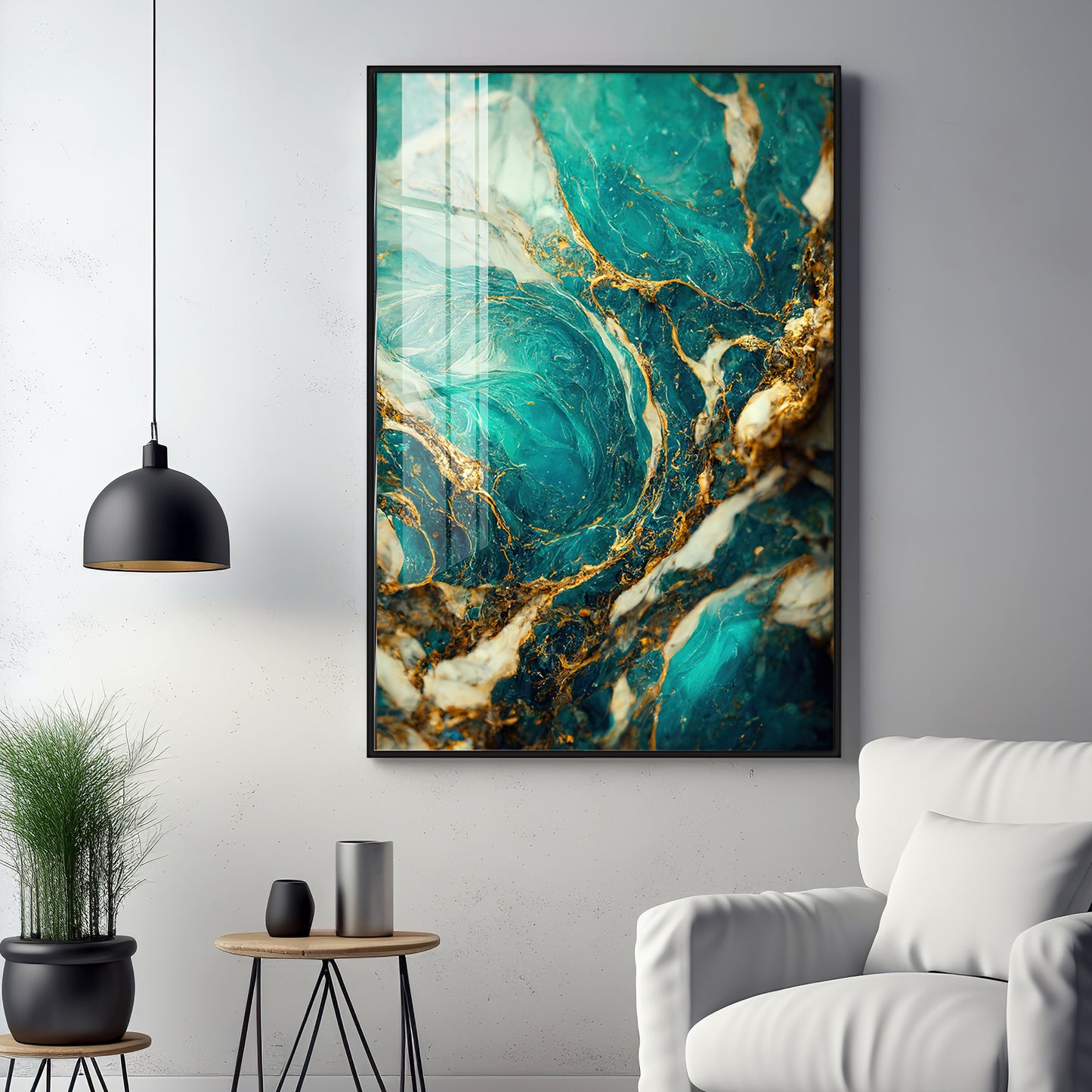 Golden Vein Elegance Premium Acrylic Vertical Wall Art