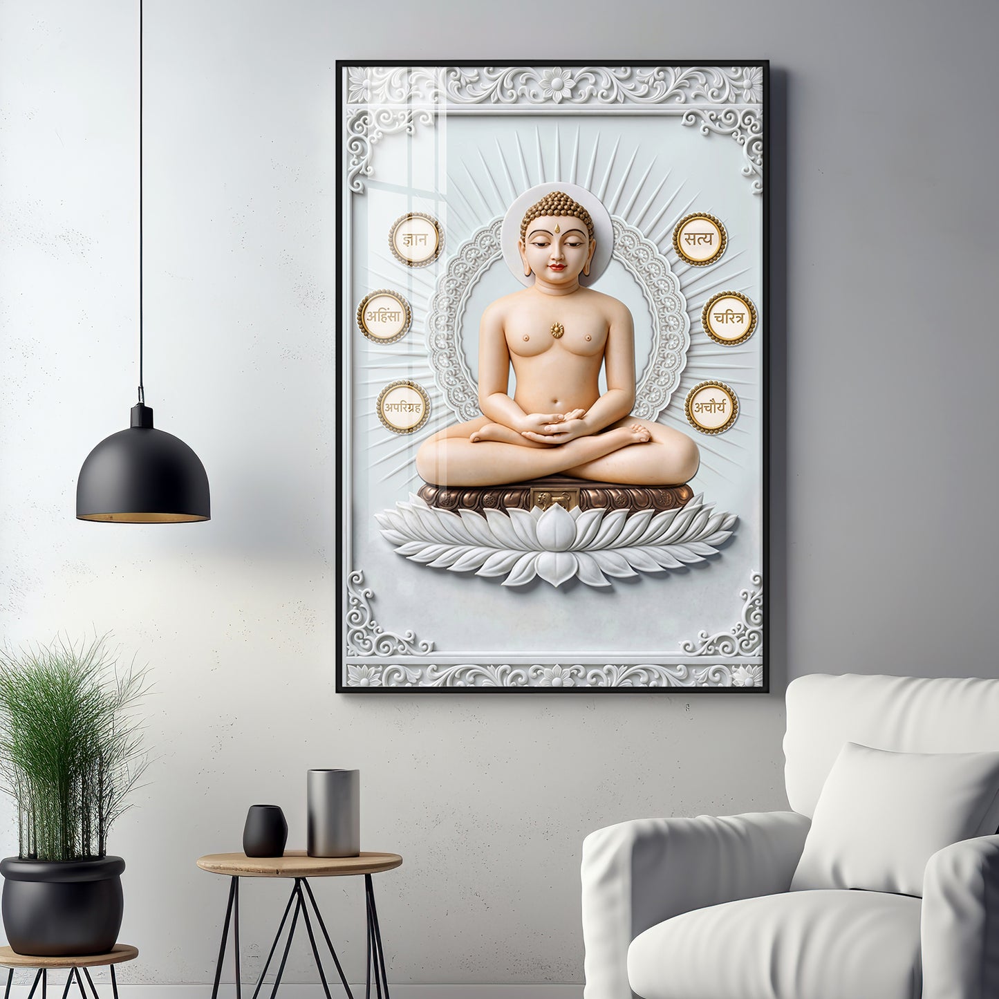 God Mahavir Jain Premium Acrylic Vertical Wall Art