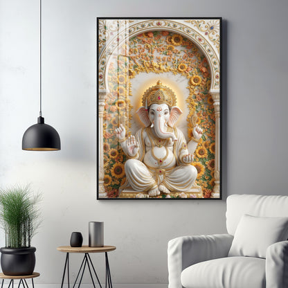 Hindu God Ganesh Ji Premium Acrylic Vertical Wall Art