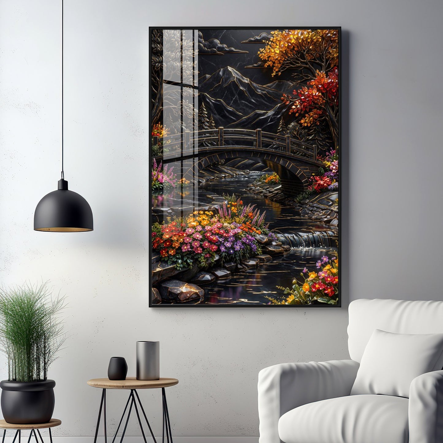 Tranquil Garden Premium Acrylic Vertical Wall Art