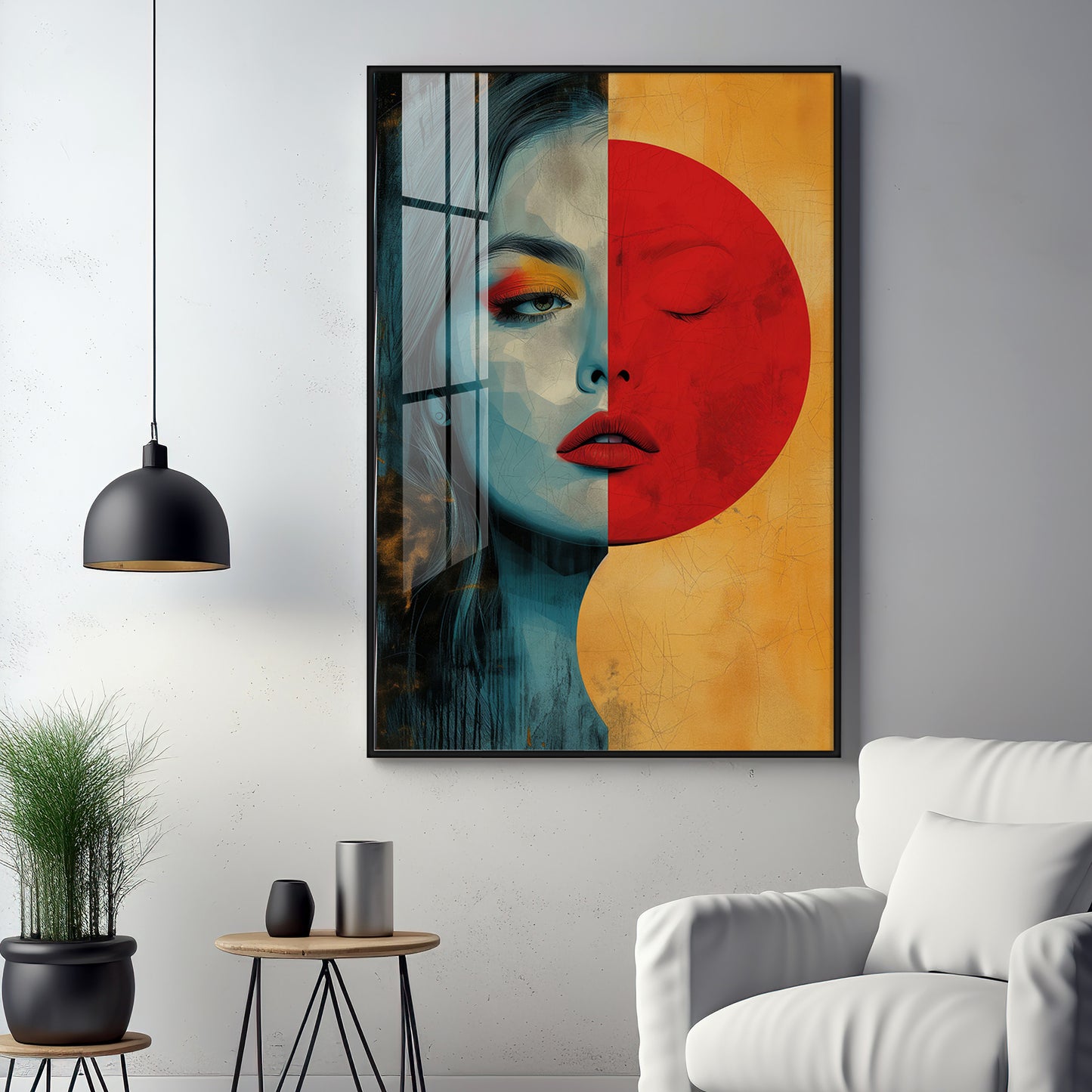Abstract Serenity Modern Woman Premium Acrylic Vertical Wall Art