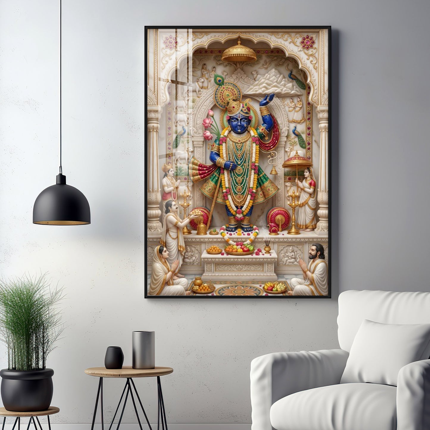 Lord Shrinathji Pichwai Premium Acrylic Vertical Wall Art