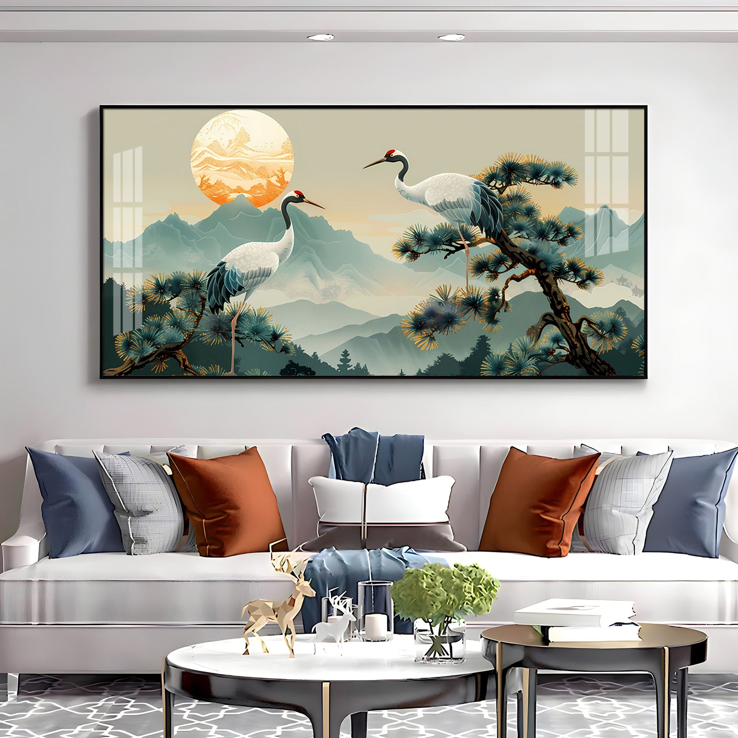 Beautiful Cranes Premium Acrylic Horizontal Wall Art