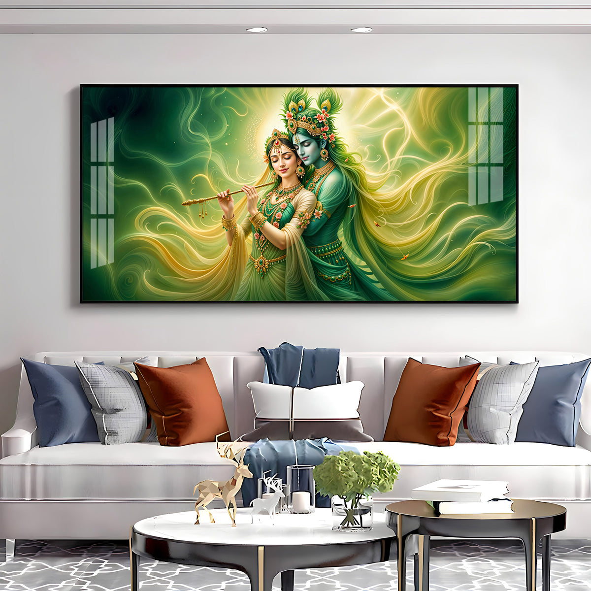 Krishna Radha Divine Connection Premium Acrylic Horizontal Wall Art