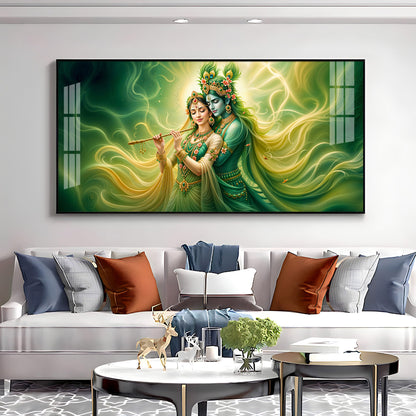 Krishna Radha Divine Connection Premium Acrylic Horizontal Wall Art