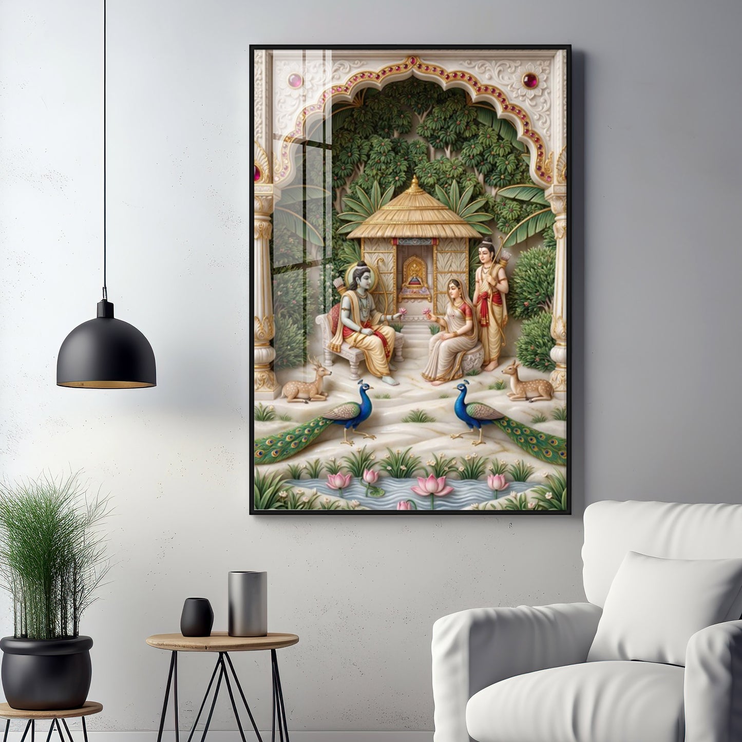 Lord Ram, Devi Sita & Lakshmana Premium Acrylic Vertical Wall Art