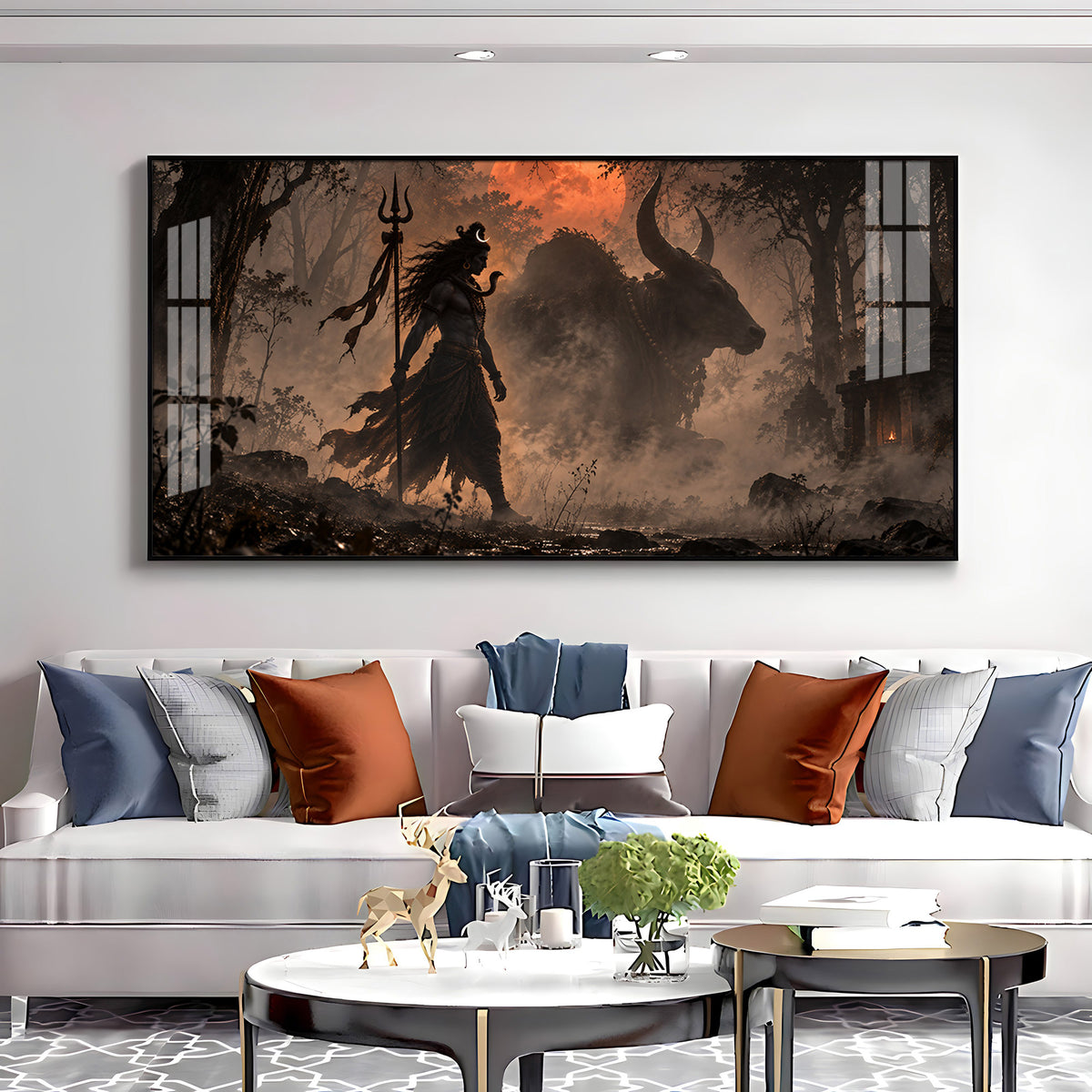 Shiva & Nandi In Forest Premium Acrylic Horizontal Wall Art