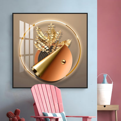 Aura Golden Petals Premium Acrylic Square Wall Art