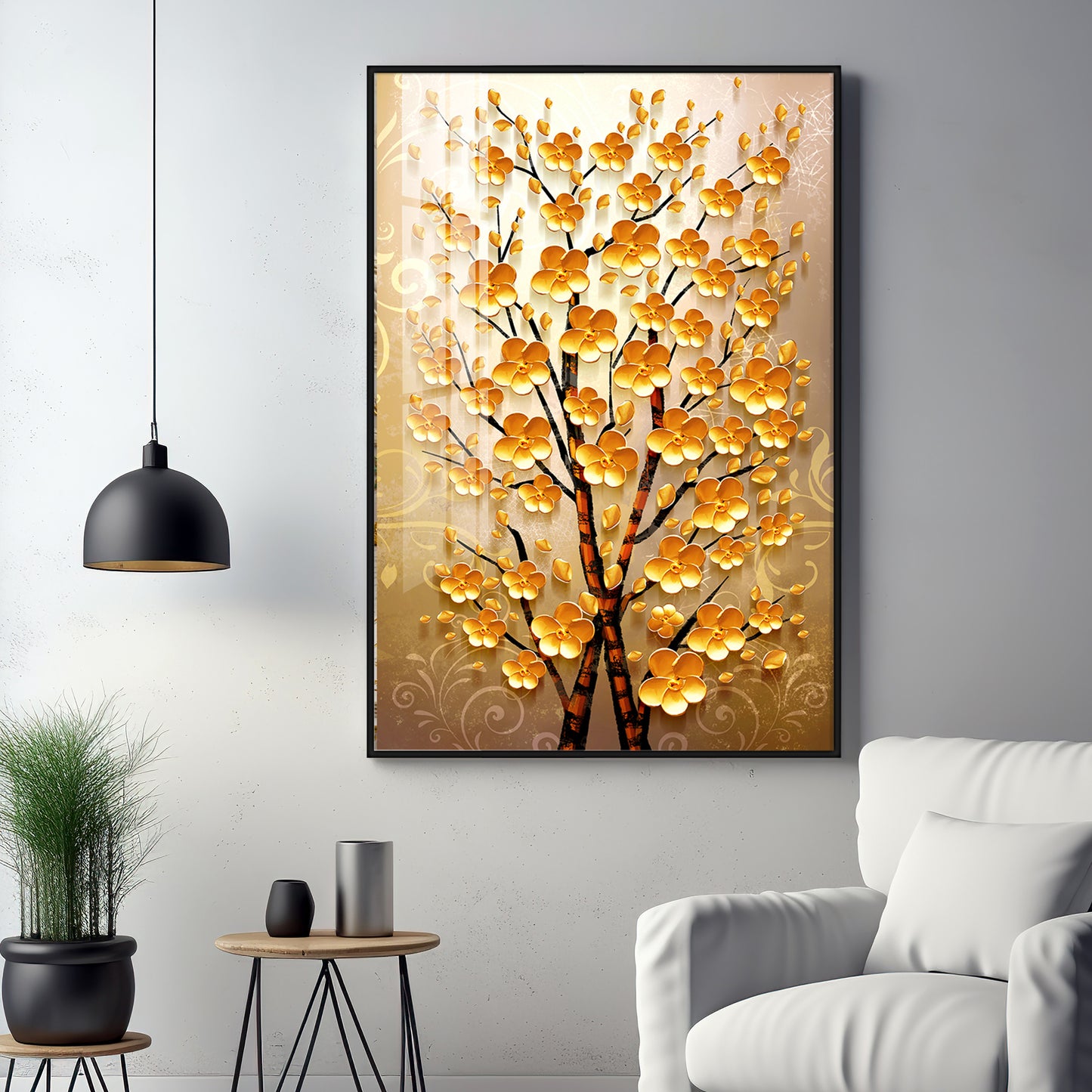 Yellow Flower Plant Premium Acrylic Vertical Wall Art