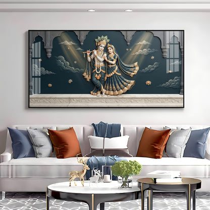 Lord Krishna & Radha Premium Acrylic Horizontal Wall Art
