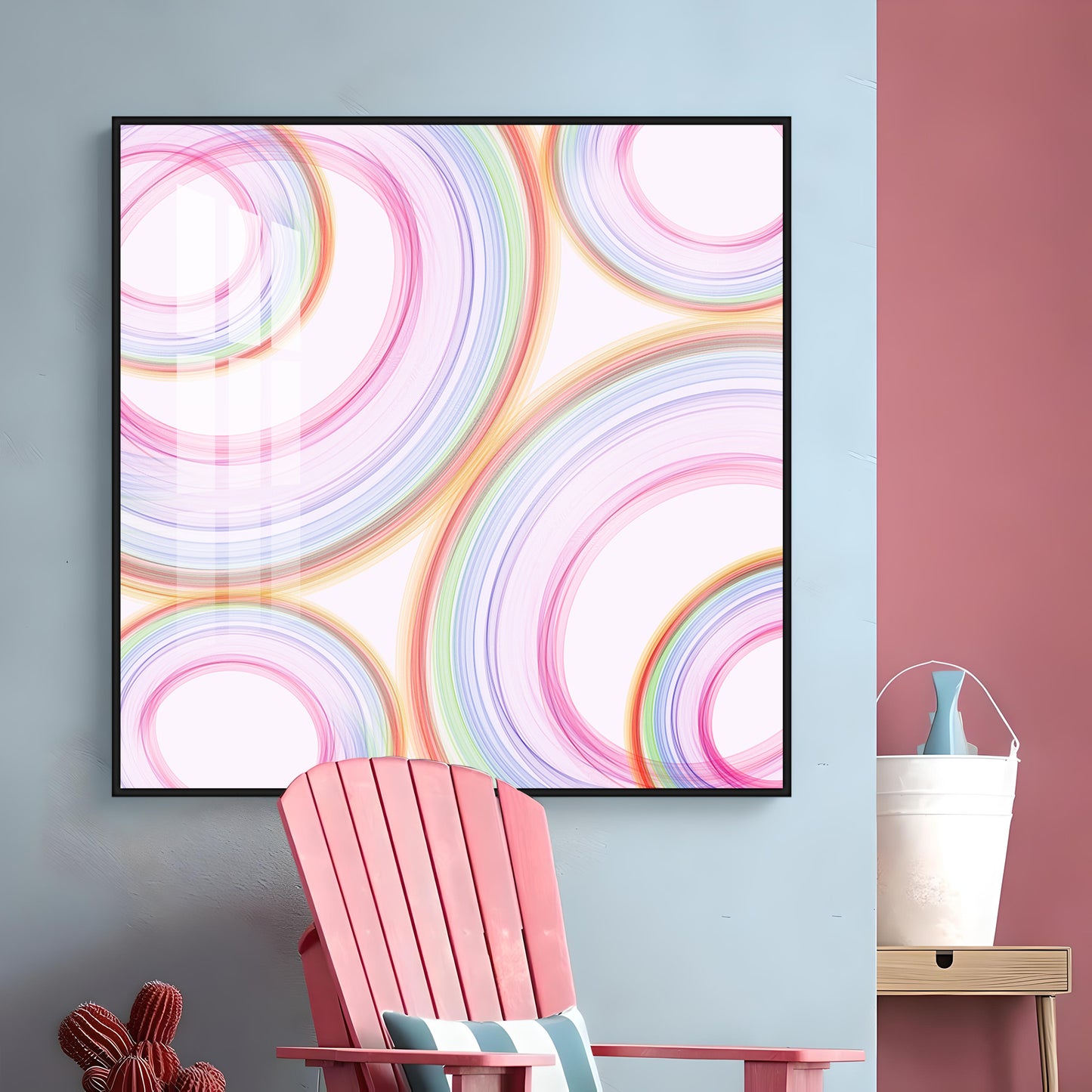 Colorful Radial Motion Effect Premium Acrylic Square Wall Art