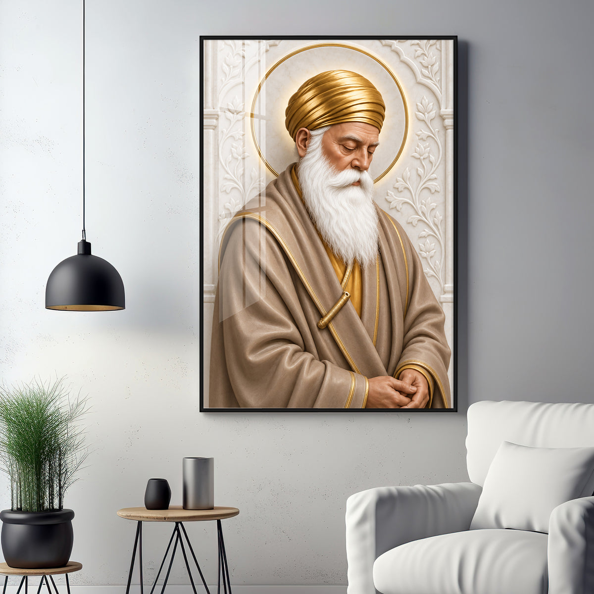 Guru Nanak Devji Meditation Premium Acrylic Vertical Wall Art