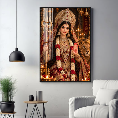 Durga Maa Premium Acrylic Vertical Wall Art