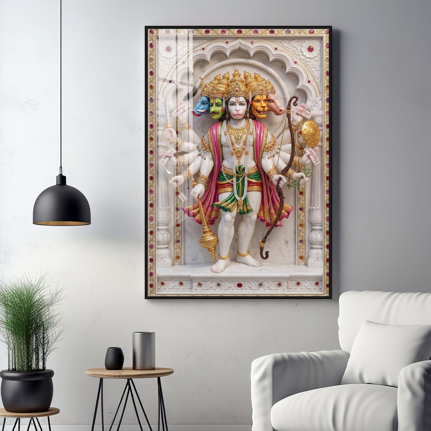 Radiant Hanuman Ji Idol Premium Acrylic Vertical Wall Art