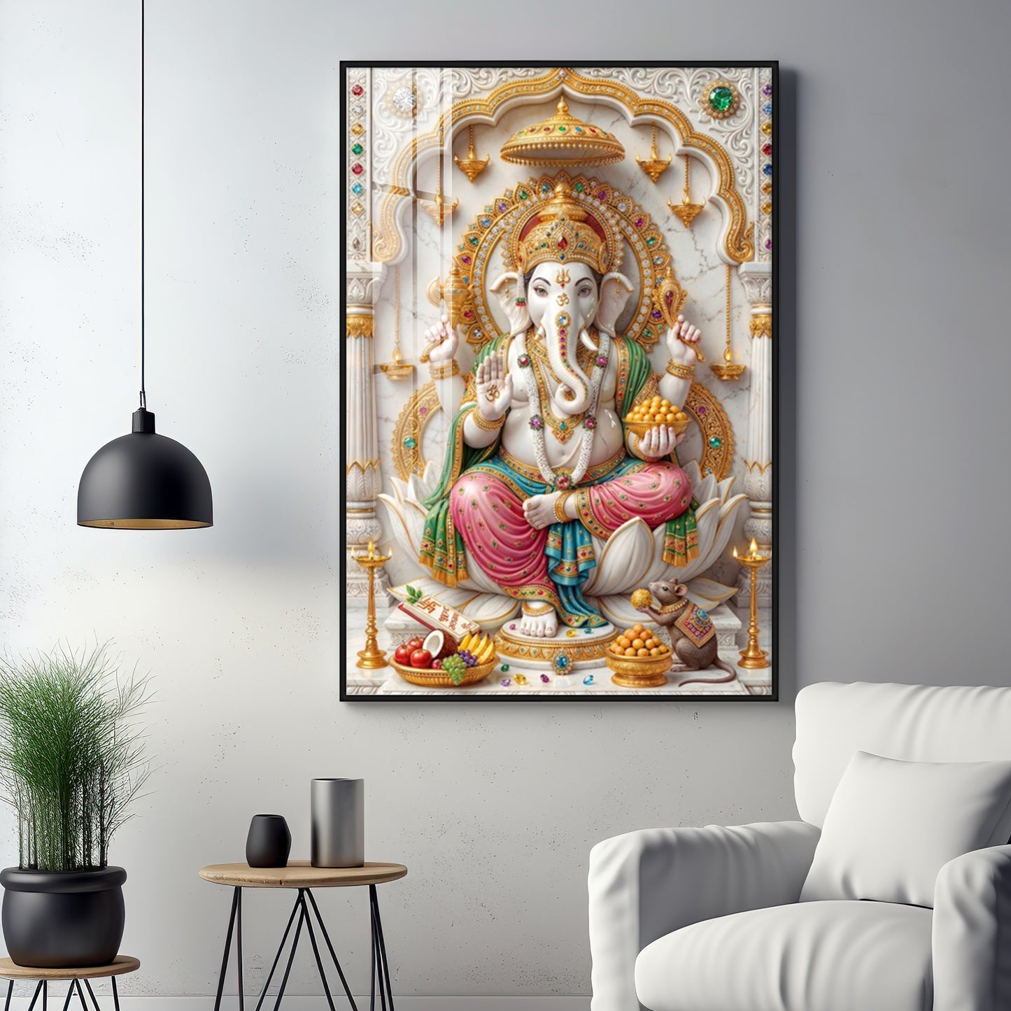 Radiance of Peace Ganesh Ji Premium Acrylic Vertical Wall Art
