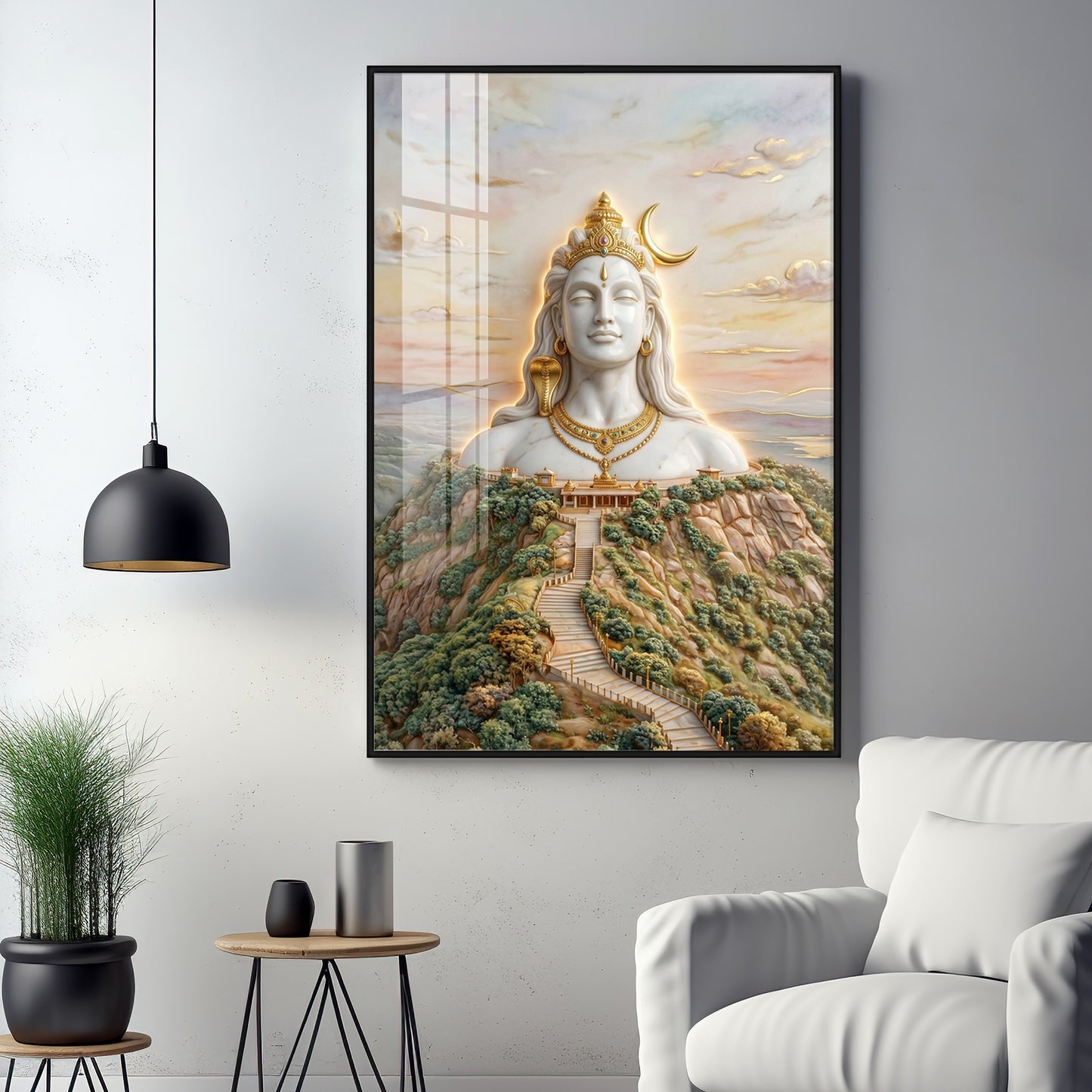 Depiction of Lord Shiva Premium Acrylic Vertical Wall Art