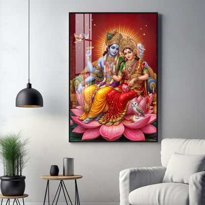 Lord Vishnu & Maa Lakshmi Premium Acrylic Vertical Wall Art