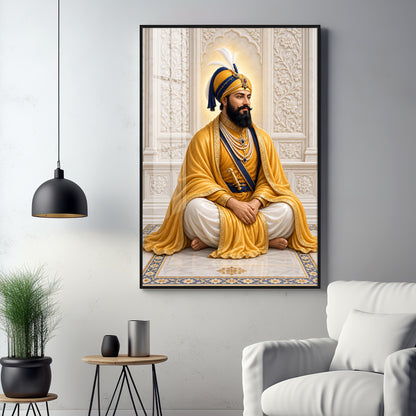 Guru Gobind Singh Ji In Yellow Attire Premium Acrylic Vertical Wall Art