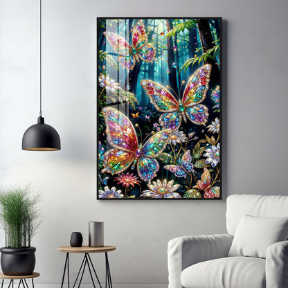Multicolored Butterflies Premium Acrylic Vertical Wall Art