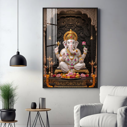 Divine Vighnaharta Ganesh Ji Premium Acrylic Vertical Wall Art
