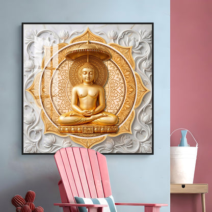 Lord Mahavir In A Meditative Pose Premium Acrylic Square Wall Art