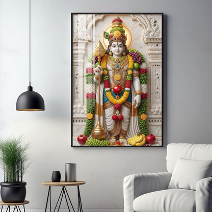 Deity Lord Murugan Premium Acrylic Vertical Wall Art