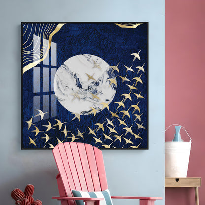 Flying Flamingo Premium Acrylic Square Wall Art