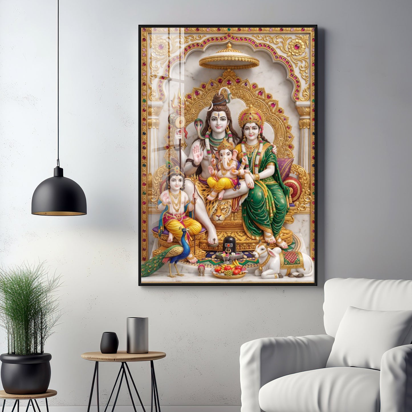 Shiva Parivar idol Premium Acrylic Vertical Wall Art