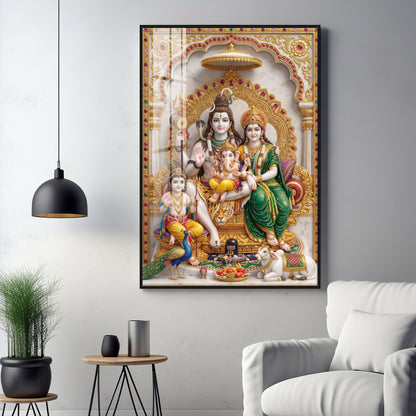 Shiva Parivar idol Premium Acrylic Vertical Wall Art
