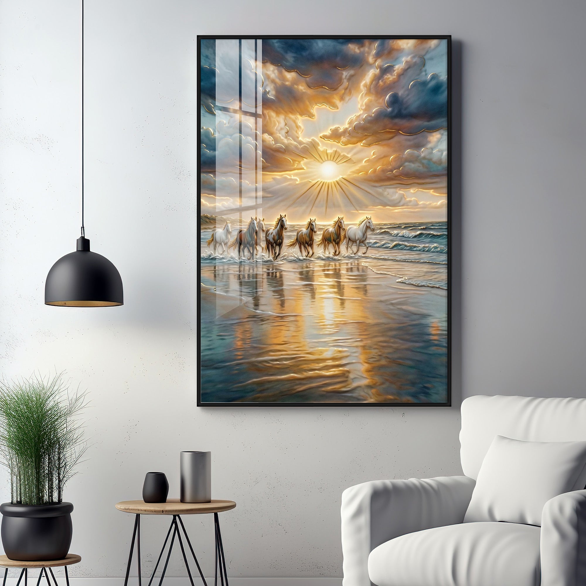 Vastu Inspired Running Horse Wall Art Premium Acrylic Vertical Wall Art