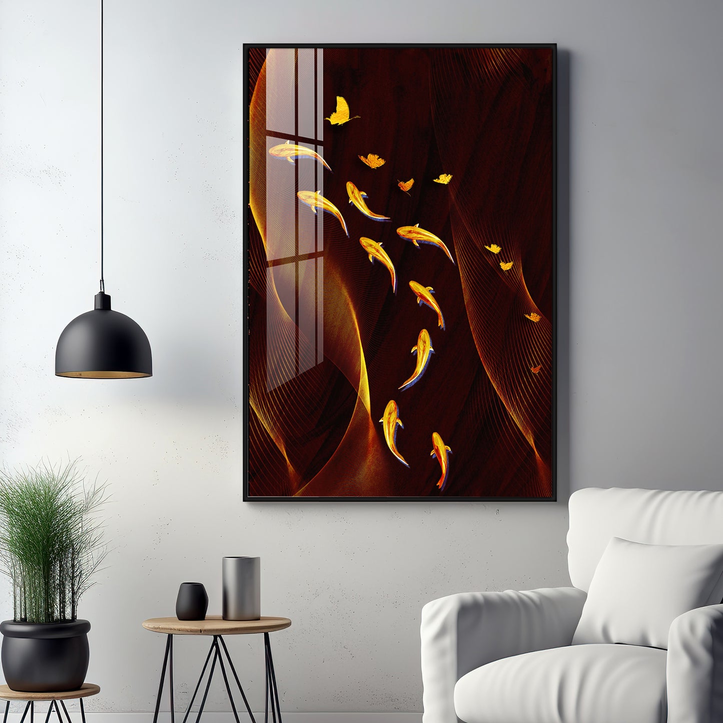 Fish Flow Circle Premium Acrylic Vertical Wall Art