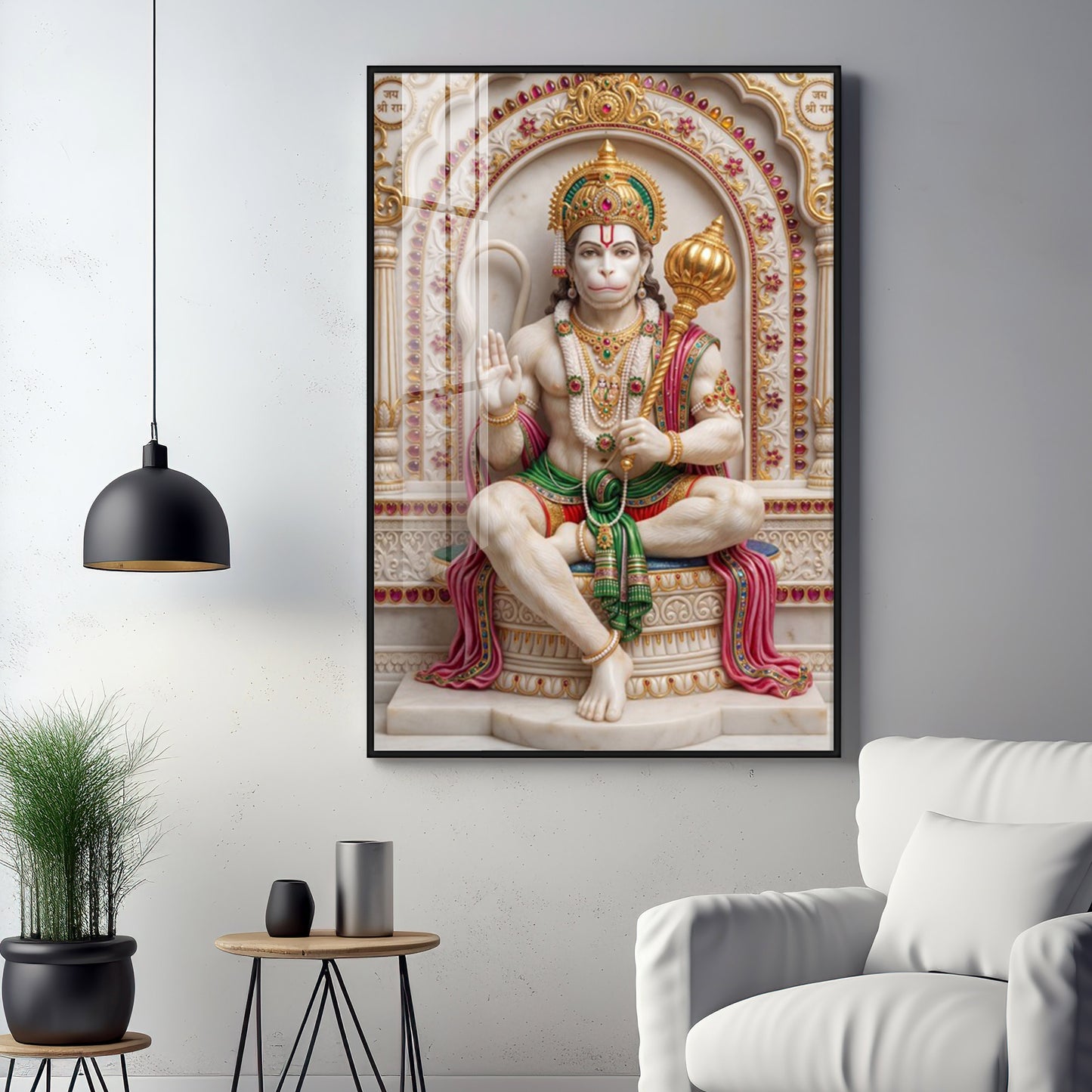 Peaceful Presence Bajarang Bali Premium Acrylic Vertical Wall Art