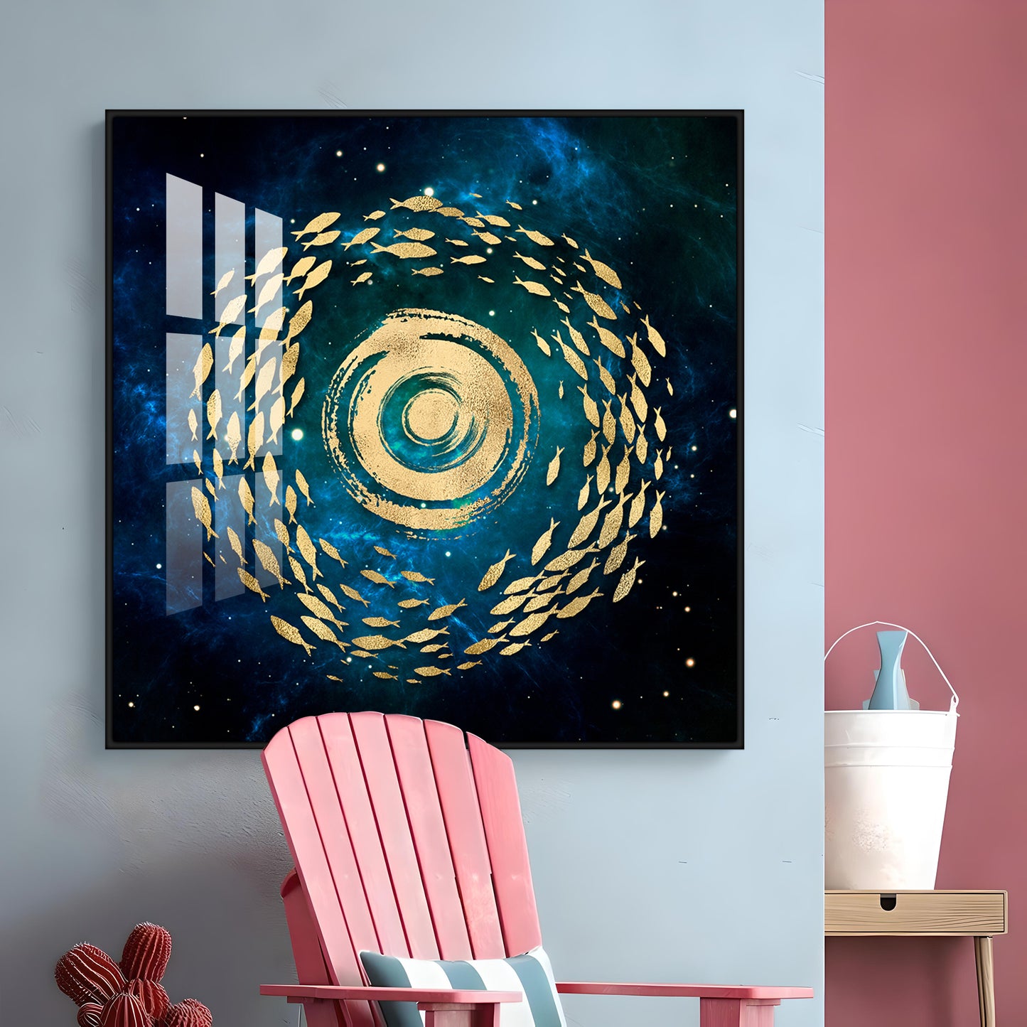 Fish Flow Mosaic Premium Acrylic Square Wall Art
