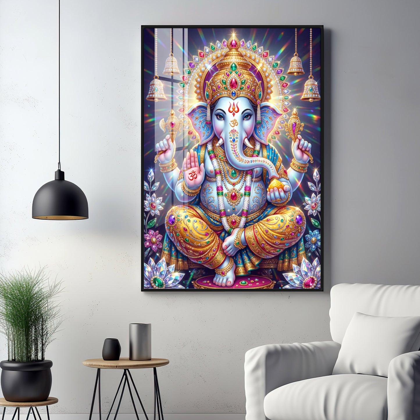Celestial Serenity Of Lord Ganesha Premium Acrylic Vertical Wall Art