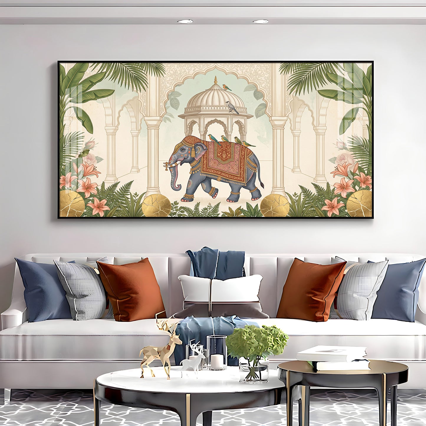 Royal Elephant in Palace Premium Acrylic Horizontal Wall Art