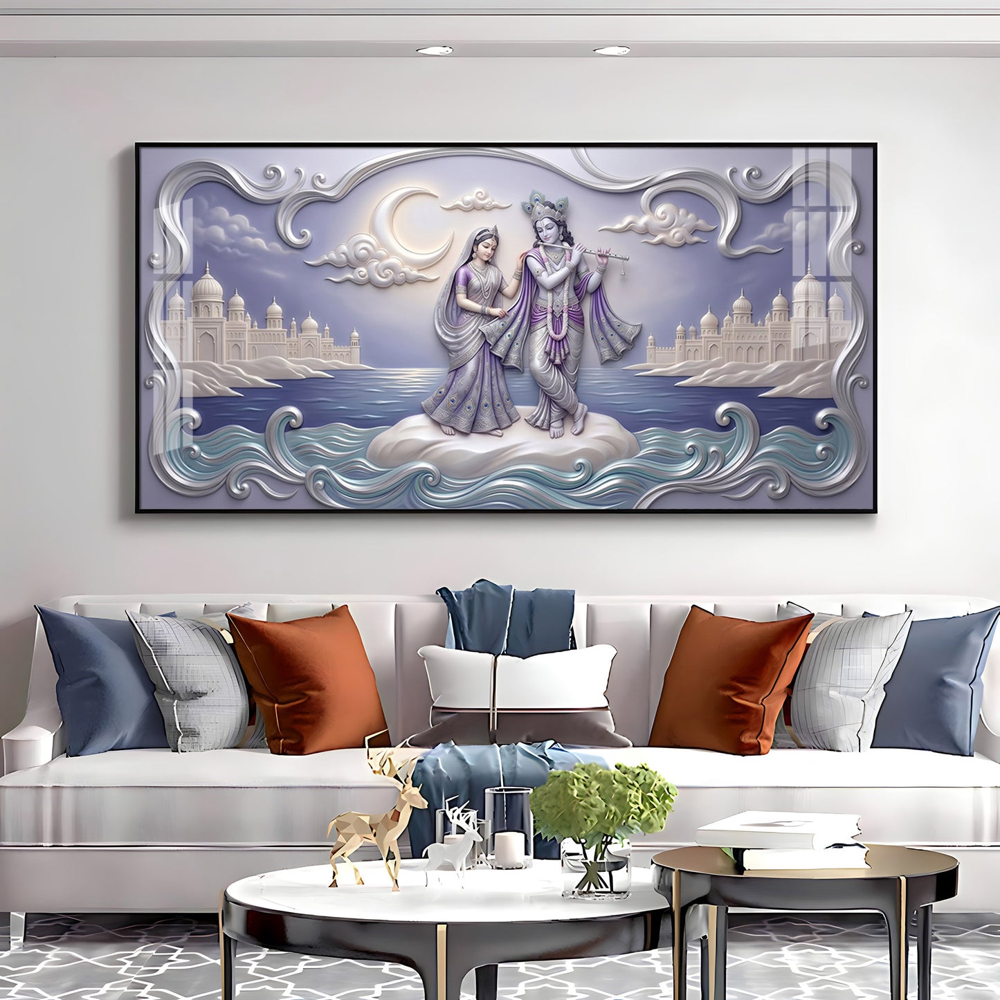 Divine God Radha Krishna Premium Acrylic Horizontal Wall Art